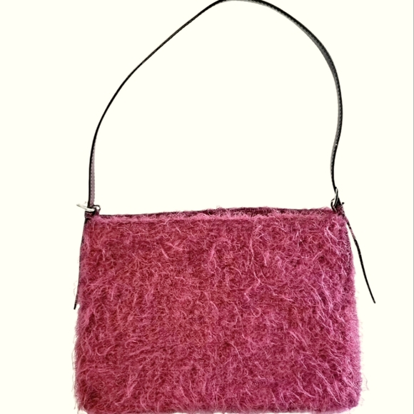 MAXX NY Curly Maroon Angora Fur Handbag NWOT - Picture 6 of 9